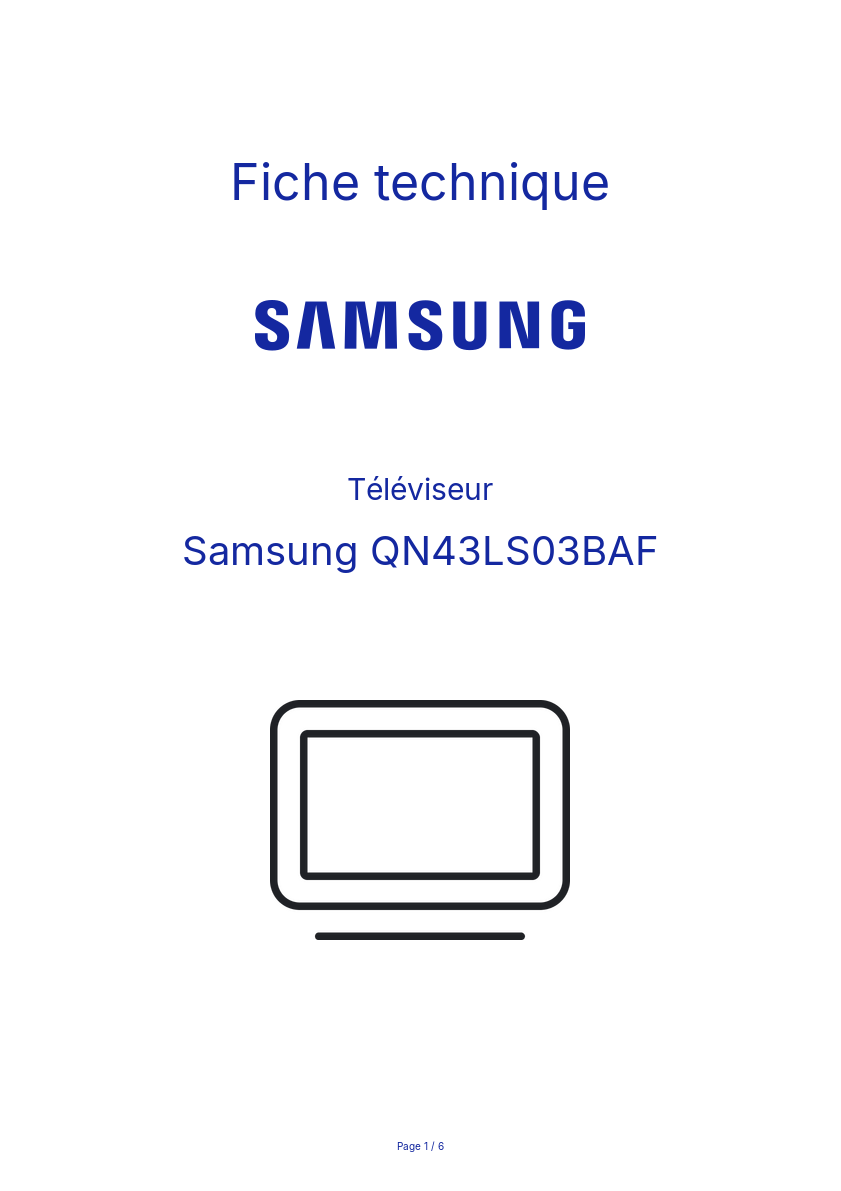 Page n°1 - Fiche technique Samsung QN43LS03BAF