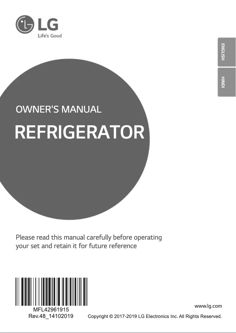 Page 1 de la notice Manuel utilisateur LG GL-B181RPDC