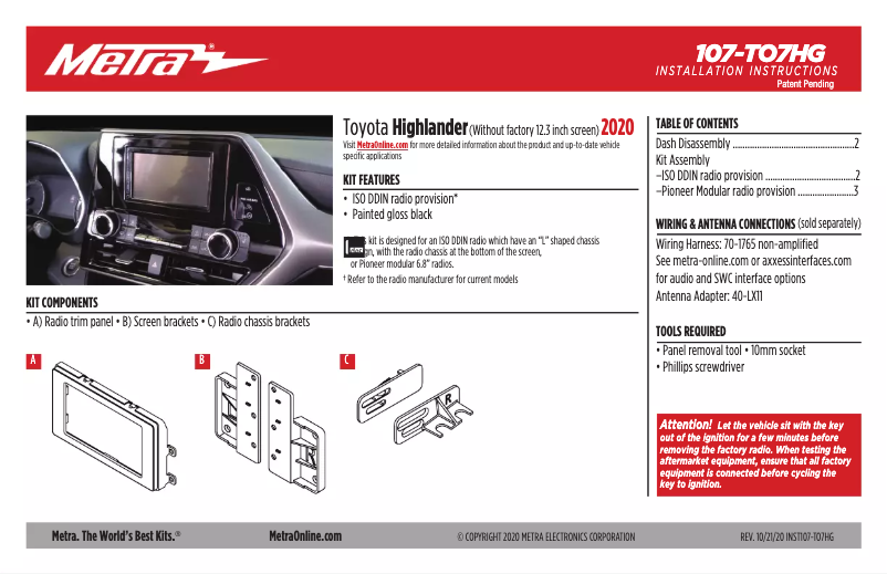 Page n°1 - Mode d'emploi Metra 107-TO7HG