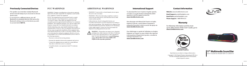 Page 1 de la notice Manuel utilisateur iLive ISB172