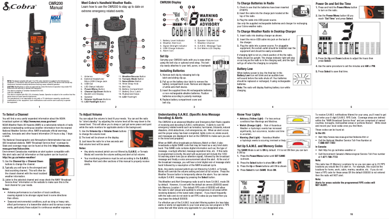 Página 1 del manual Manual de usuario Cobra CWR200