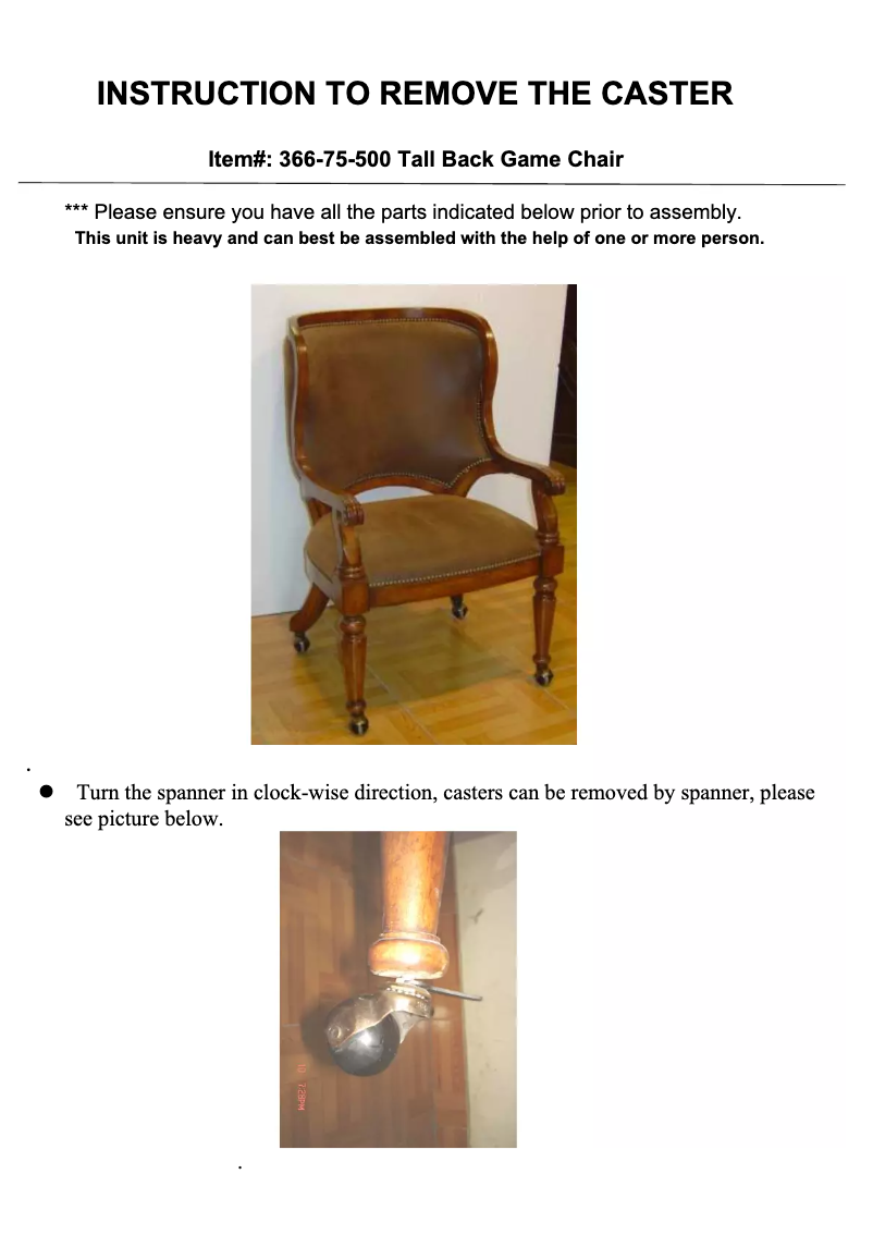 Page n°1 - Manuel utilisateur Hooker 366-75-500