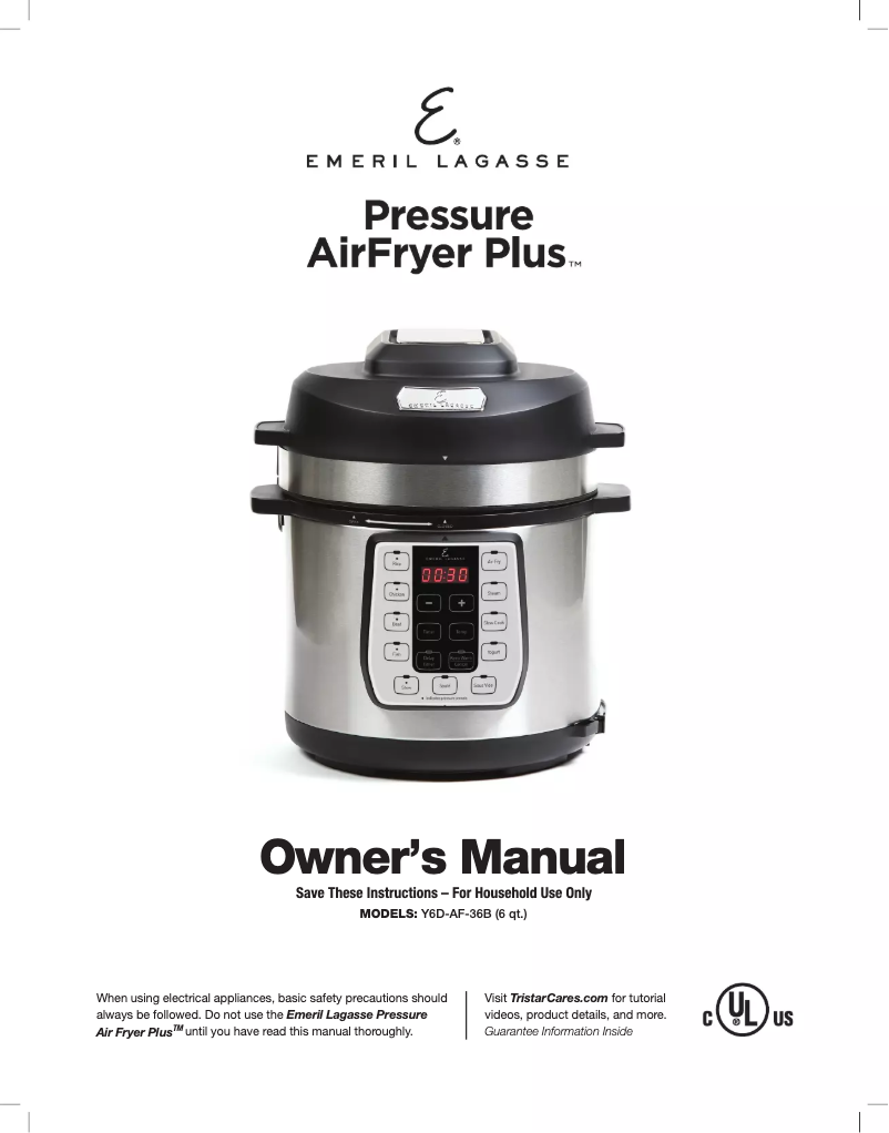 Page 1 de la notice Manuel utilisateur Emeril Lagasse Pressure Air Fryer Plus