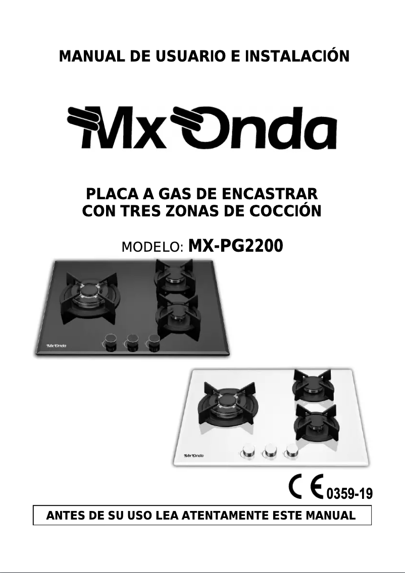 Page 1 de la notice Manuel utilisateur Mx Onda MX-PG2200N