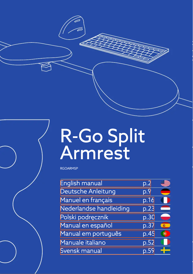 Page 1 de la notice Manuel utilisateur R-Go Tools Split Armrest