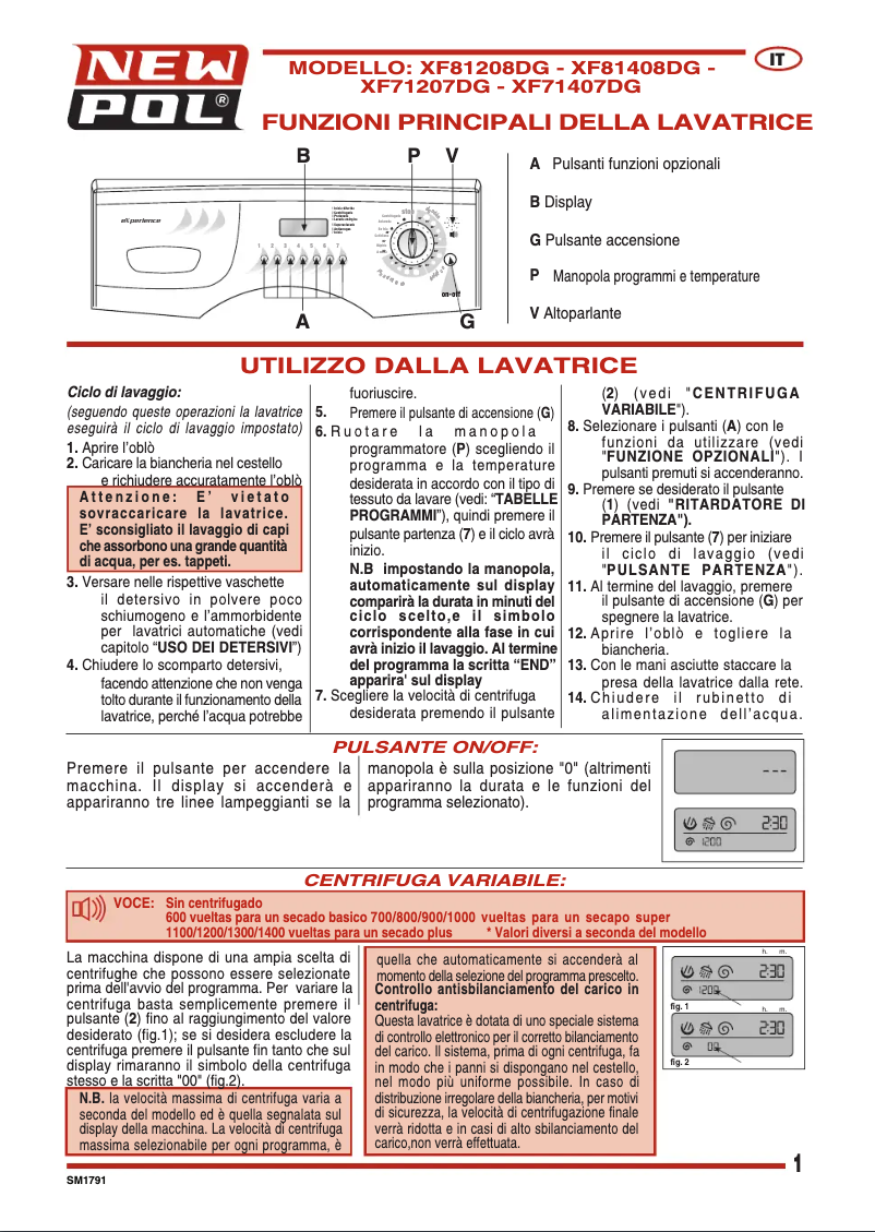 Page 1 de la notice Manuel utilisateur New Pol XF71207DG