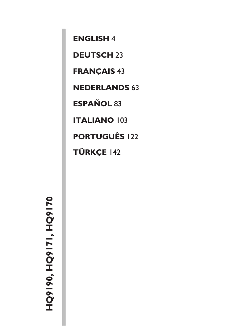 Page 1 of the manual User Manual Philips SmartTouch-XL HQ9170