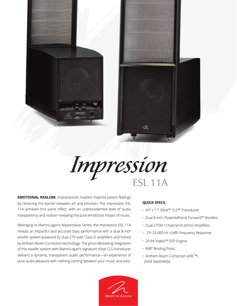 Page n°1 - Brochure Martin Logan Impression ESL 11A
