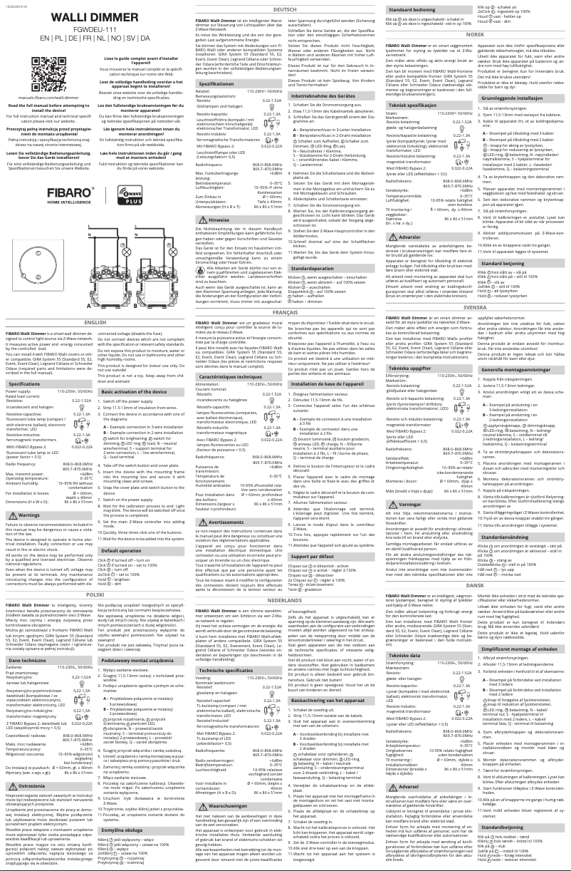 Page 1 de la notice Manuel utilisateur Fibaro FGWDEU-111