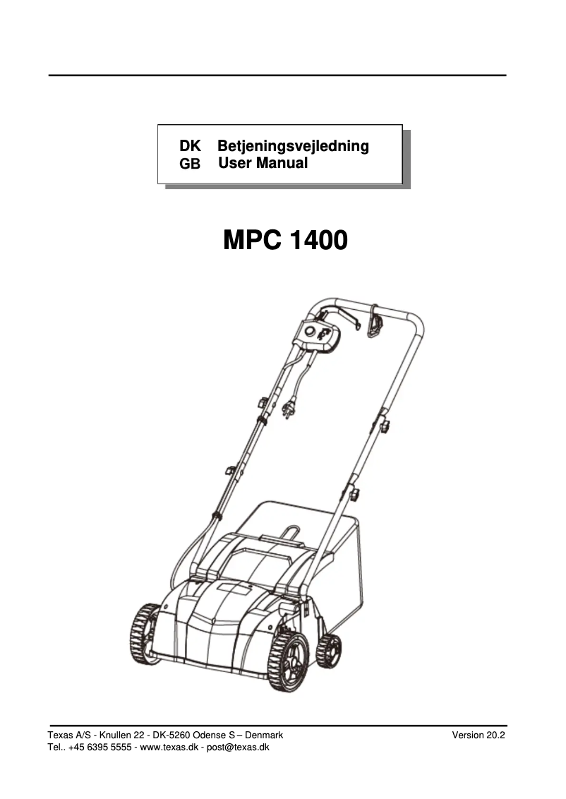 Page n°1 - Manuel utilisateur Texas MPC1400