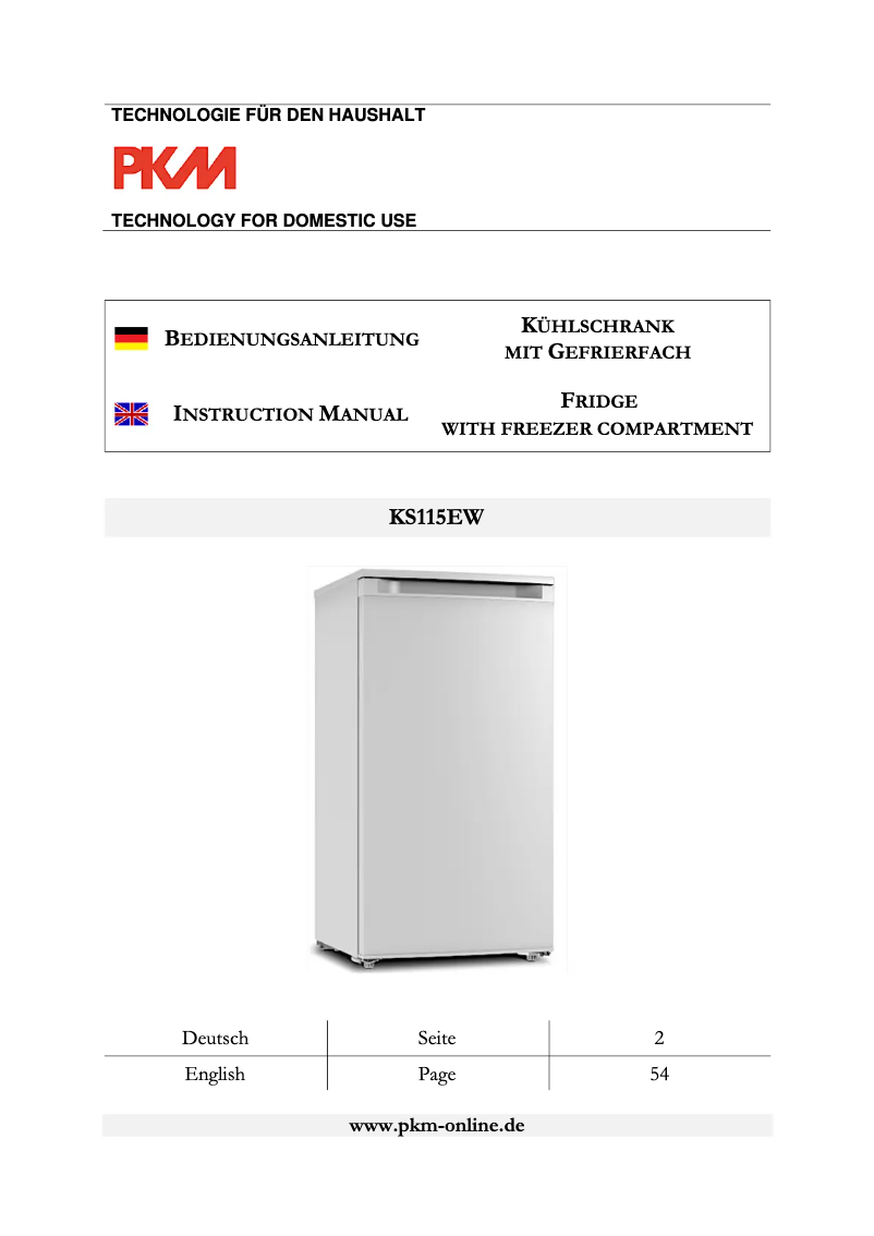 Page 1 de la notice Manuel utilisateur PKM KS115EW