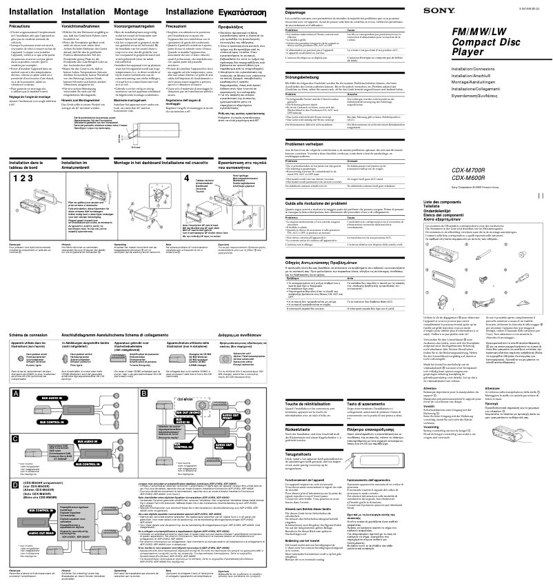 Image de la première page du manuel de l'appareil CDX-M600R
