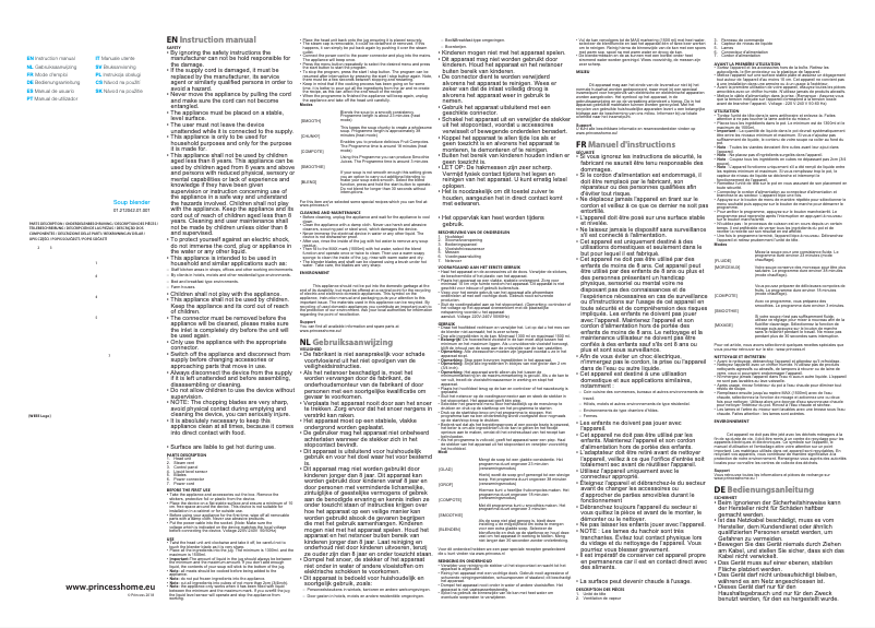 Page 1 de la notice Manuel utilisateur Princess Soup blender 212042