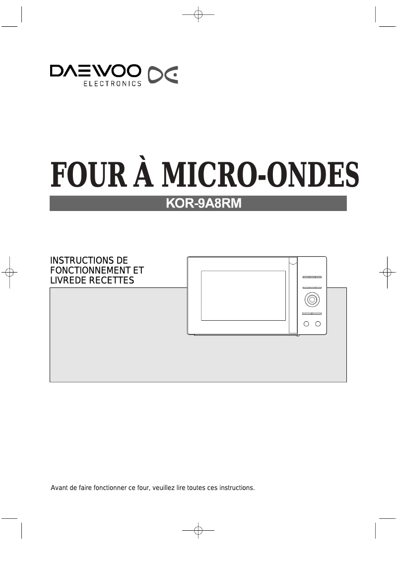 Page 1 de la notice Manuel utilisateur Daewoo KOR-9A8RM