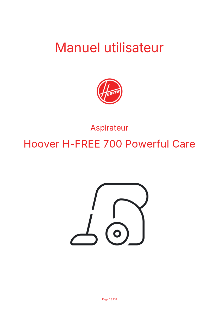 Image de la première page du manuel de l'appareil H-FREE 700 Powerful Care