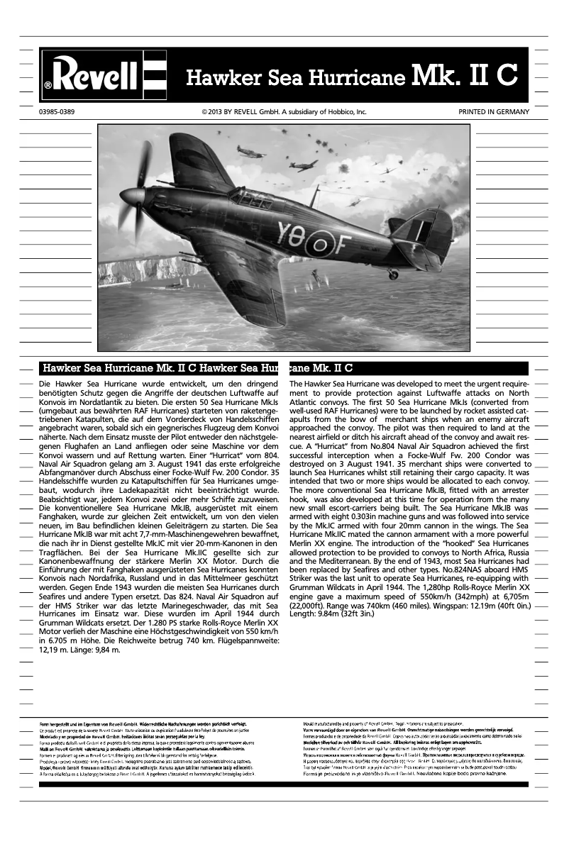 Page n°1 - Manuel utilisateur Revell Sea Hurricane Mk.II C