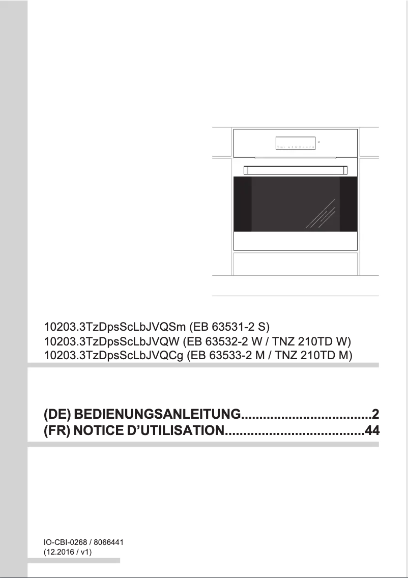 Page n°1 - Manuel utilisateur Amica EB 63533-2 M