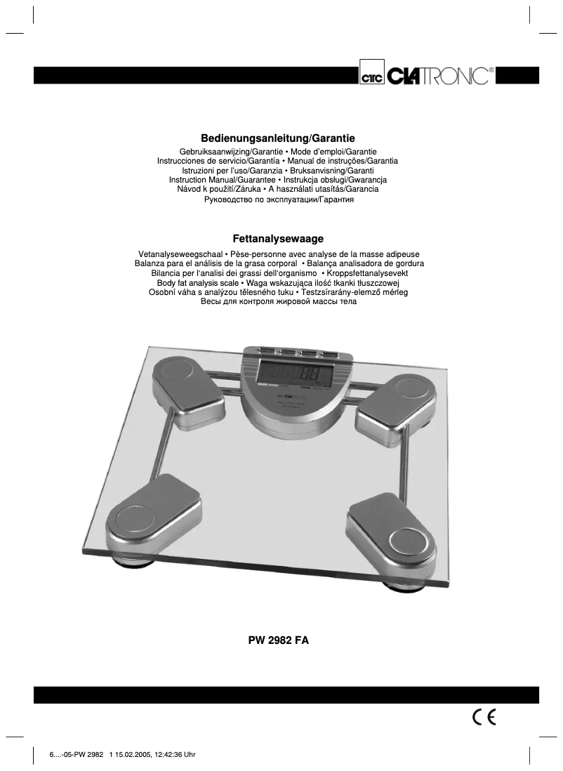 Imagen de la primera página del manual del dispositivo PW 2982 FA