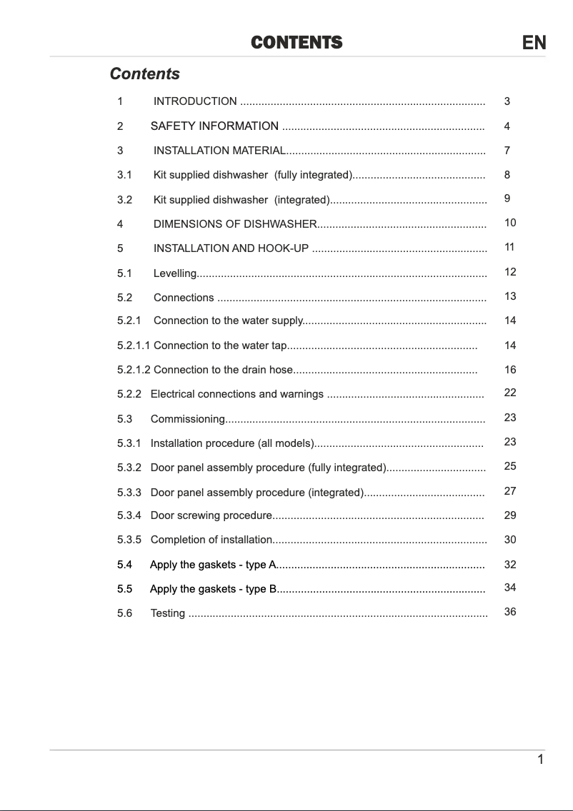 Page n°1 - Guide d'installation Smeg LSPU8612S