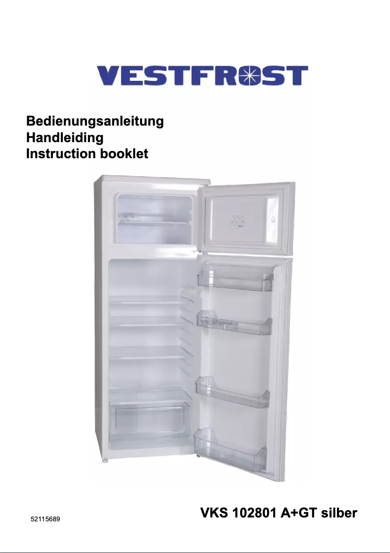 Page n°1 - Manuel utilisateur Vestfrost VKS 102801 A+ GT