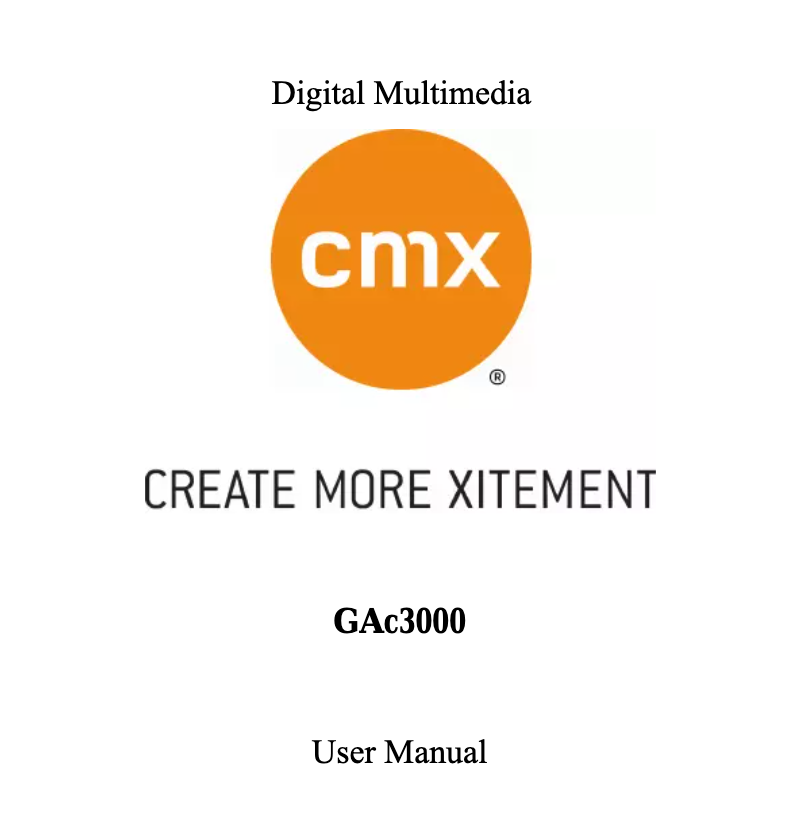 Page n°1 - Manuel utilisateur CMX GAC 3000