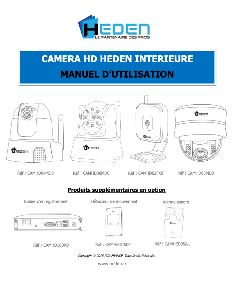 Page 1 de la notice Manuel utilisateur Heden CAMHD08MD0