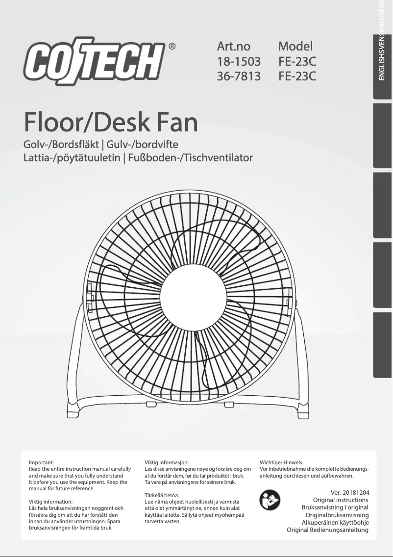 Página 1 del manual Manual de usuario Cotech FE-23C