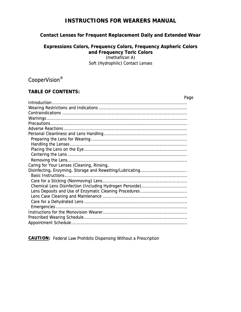 Página 1 del manual Manual de usuario CooperVision Expressions