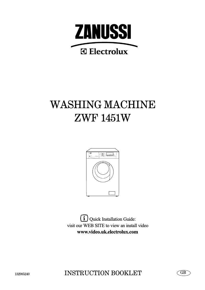 Page 1 de la notice Manuel utilisateur Zanussi-Electrolux ZWF 1451 W