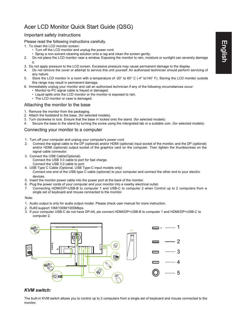 Page 1 de la notice Guide de démarrage rapide Acer CB273U