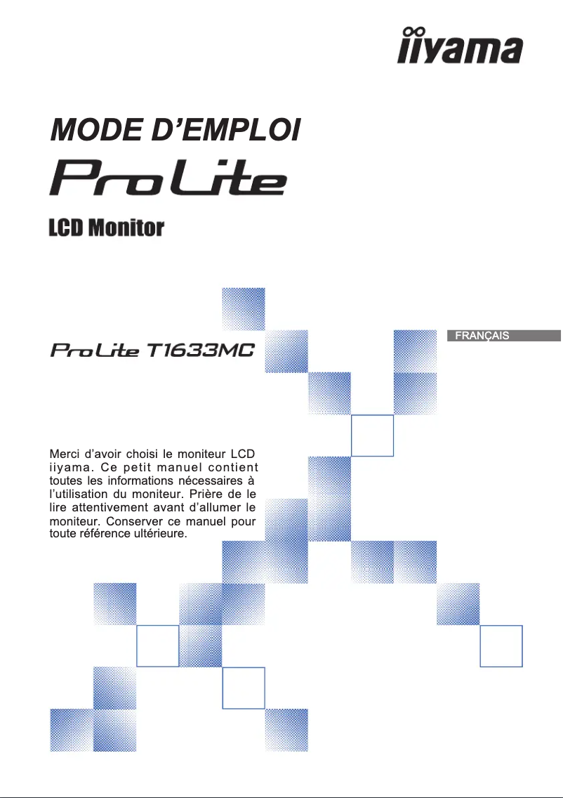 Page 1 de la notice Manuel utilisateur Iiyama ProLite T1633MC-B1