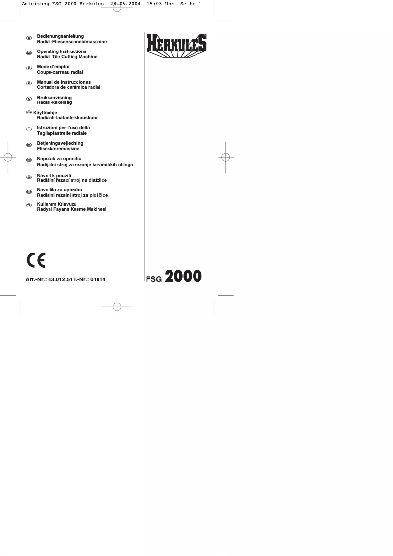 Página 1 del manual Manual de usuario Herkules FSG 2000