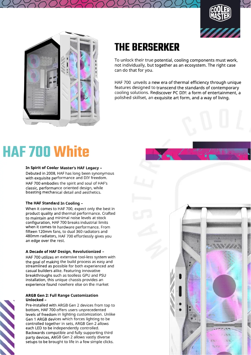 Page n°1 - Fiche technique Cooler Master HAF 700