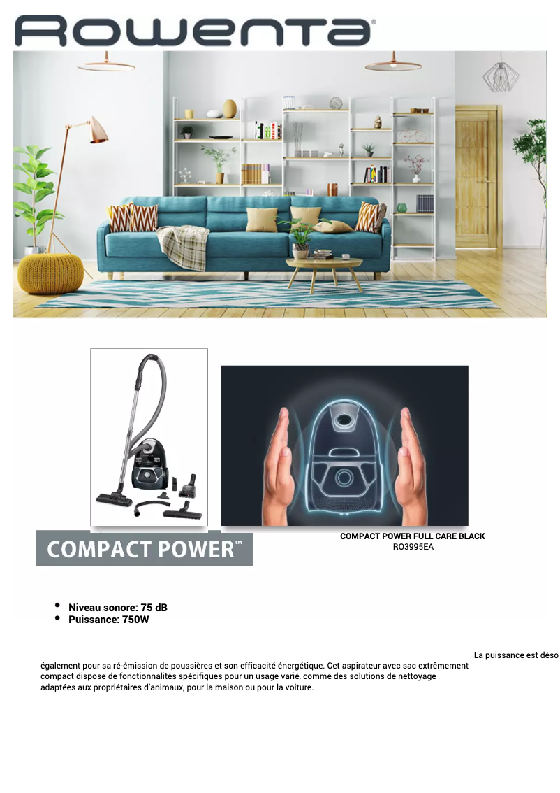 Image de la première page du manuel de l'appareil Compact Power RO3995EA