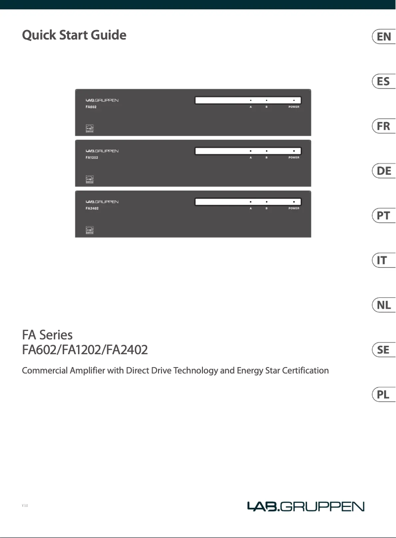Page n°1 - Manuel utilisateur Lab Gruppen FA1202