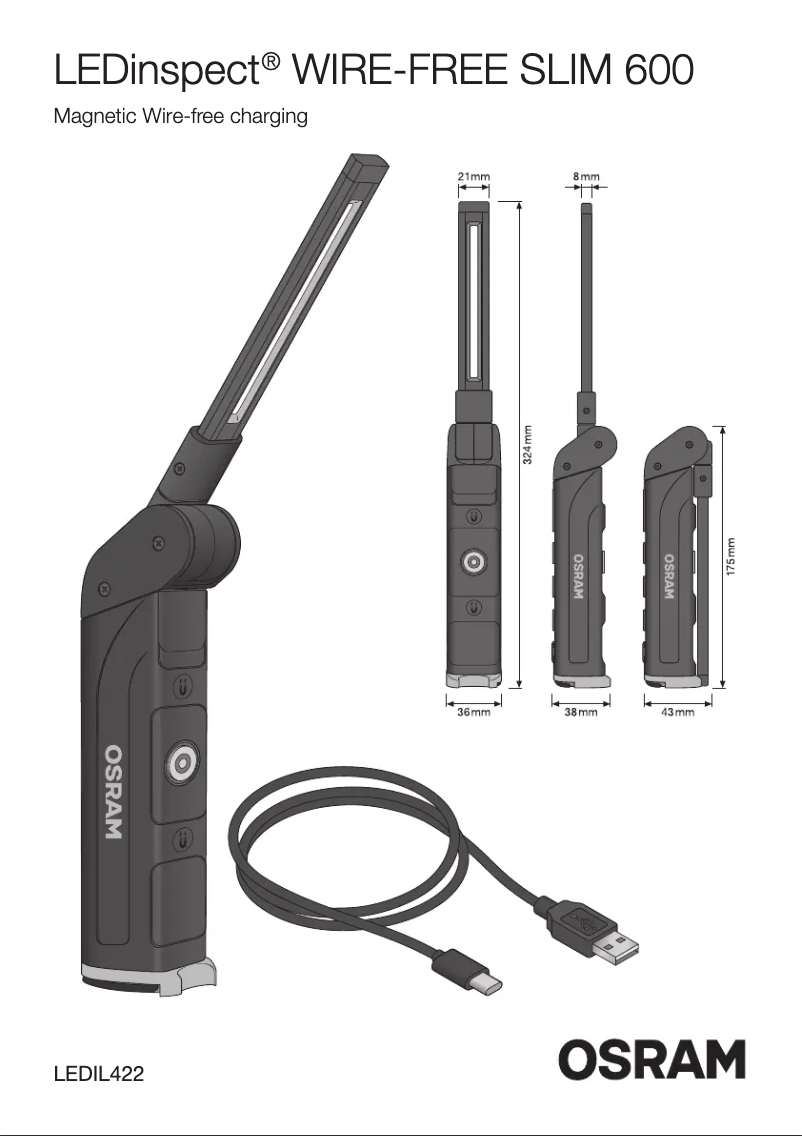 Page 1 de la notice Instructions / montage Osram LEDinspect WIRE-FREE SLIM 600