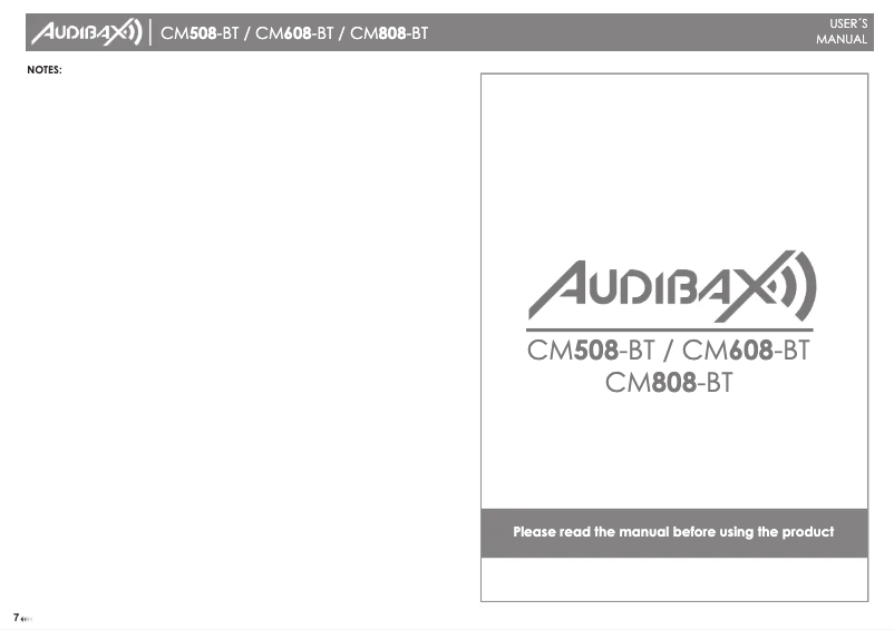 Page n°1 - Manuel utilisateur Audibax CM608-BT