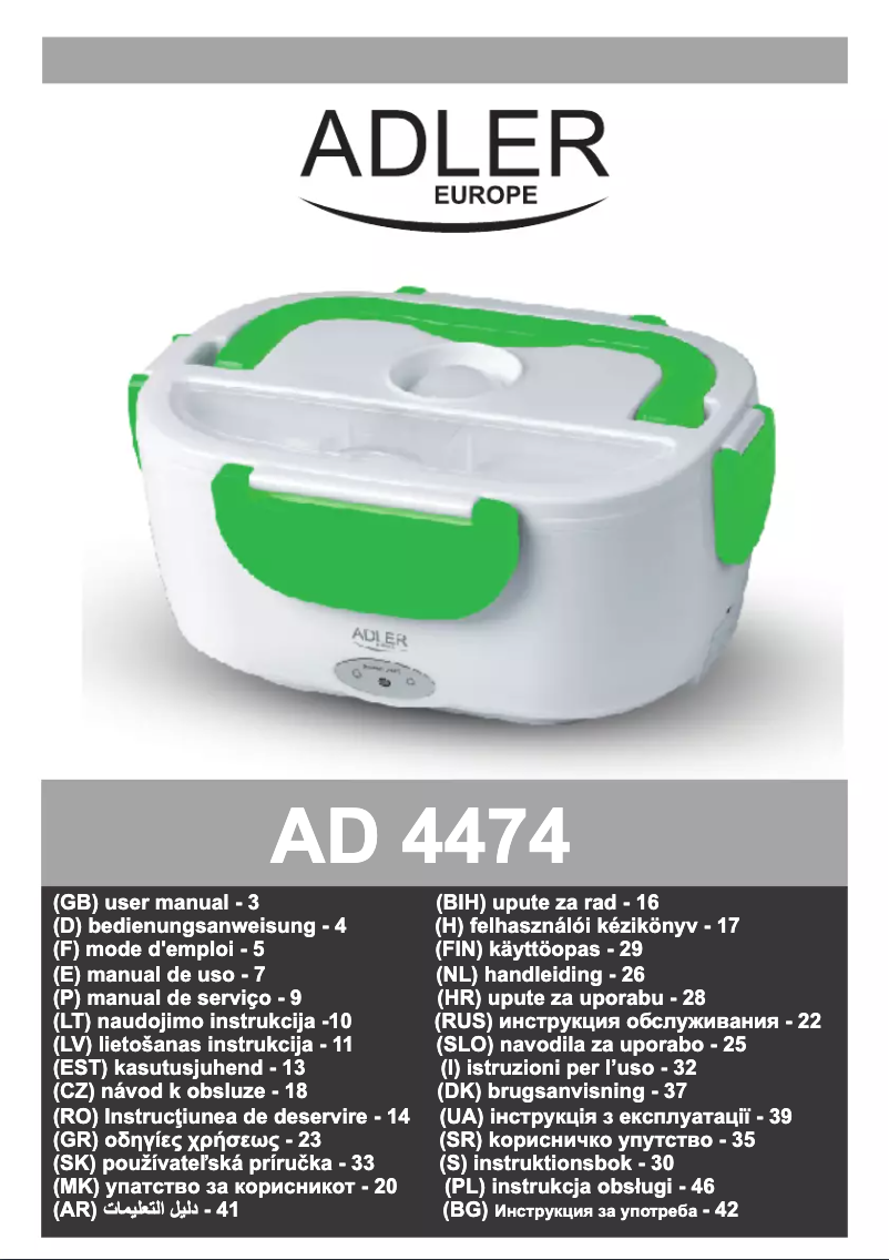 Page n°1 - Manuel utilisateur Adler AD 4474