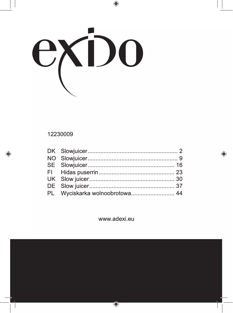 Page 1 de la notice Manuel utilisateur Exido 12230009