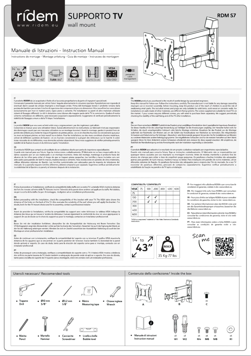 Page n°1 - Manuel utilisateur Ridem RDM S7
