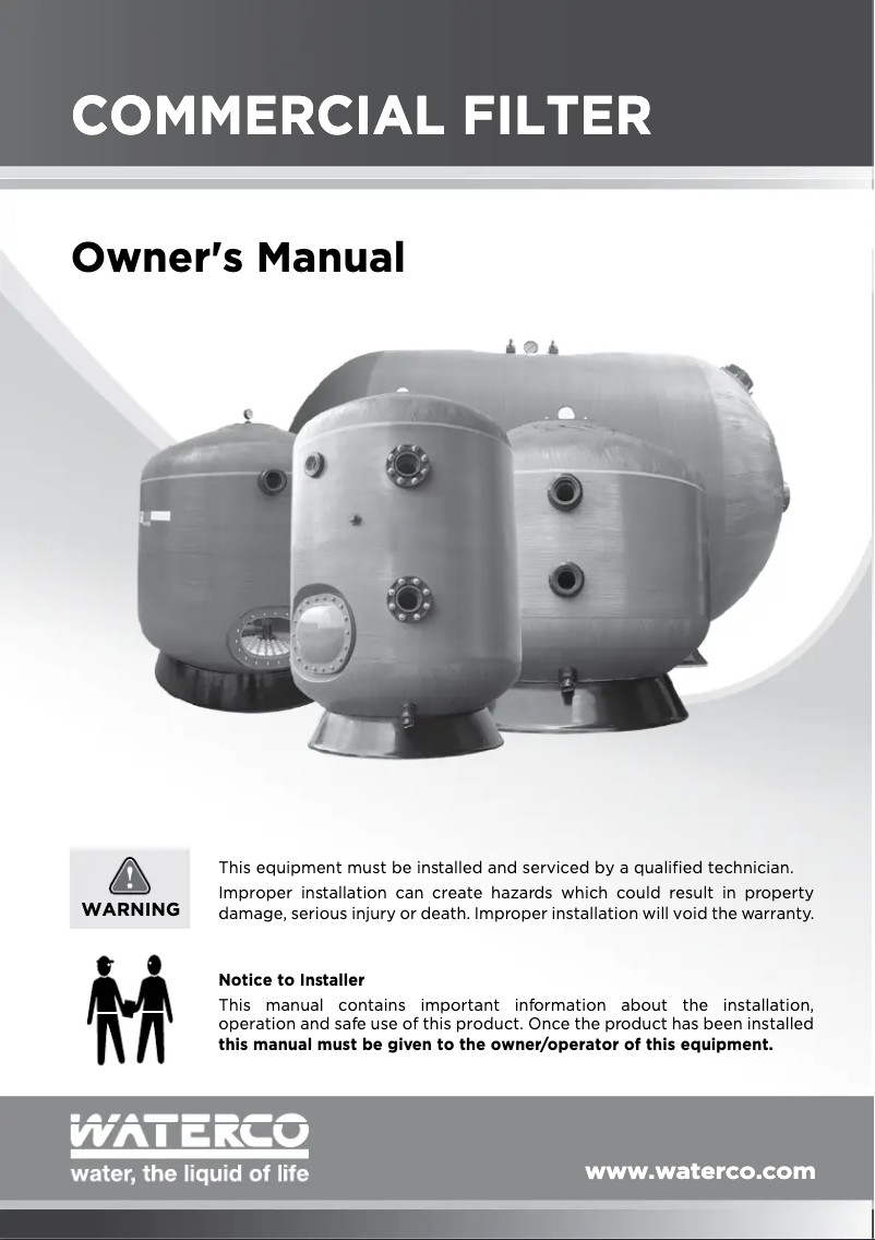 Page 1 de la notice Manuel utilisateur Waterco Micron SMD Side Mount Filters