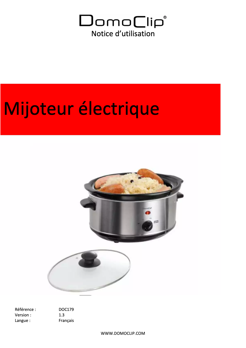 Page n°1 - Manuel utilisateur Domoclip DOC179