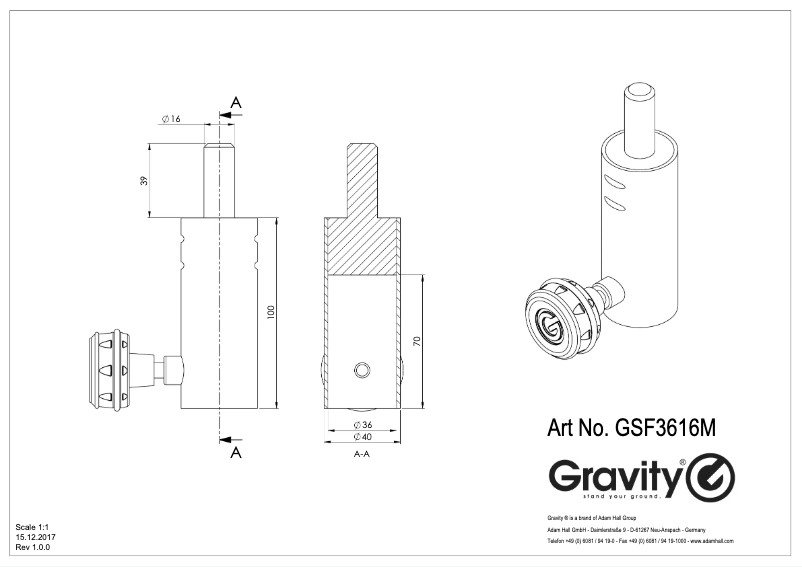 Page 1 de la notice Fiche technique Gravity SF 3616 M