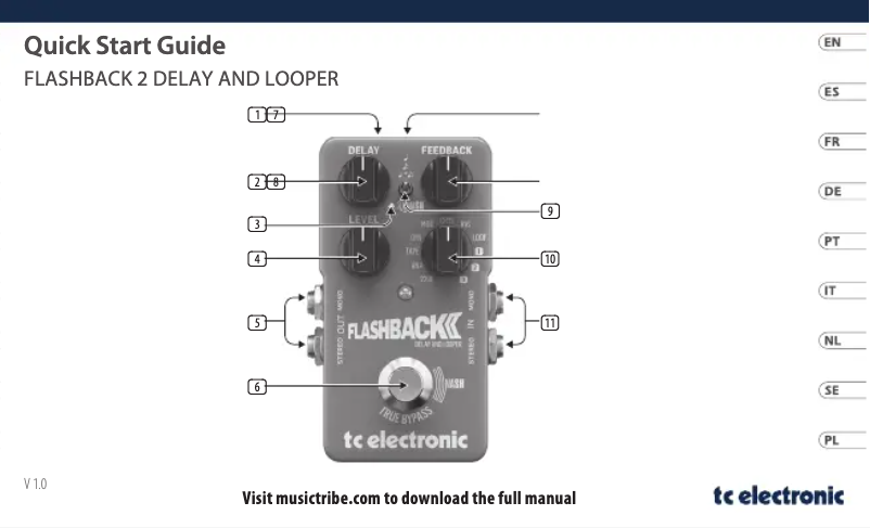 Page 1 de la notice Guide de démarrage rapide TC Electronic Flashback 2 Delay