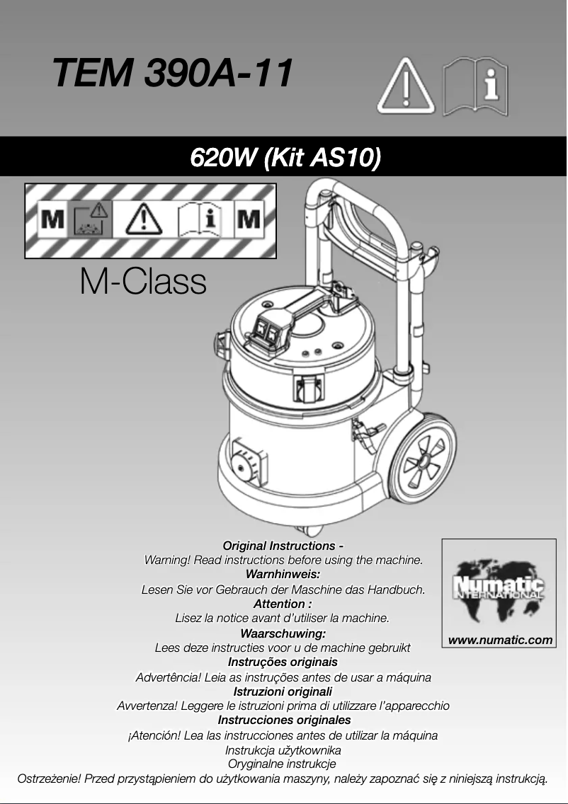 Page n°1 - Manuel utilisateur Numatic TEM 390A-11