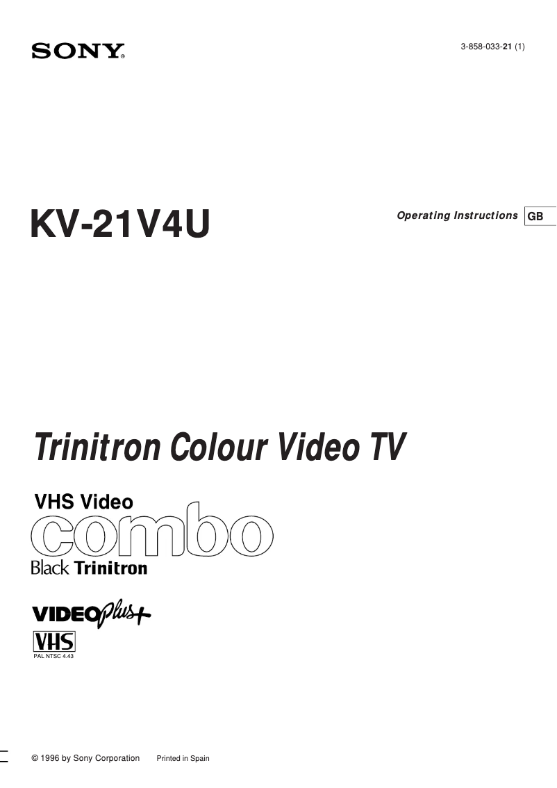 Page 1 de la notice Manuel utilisateur Sony KV-21V4U