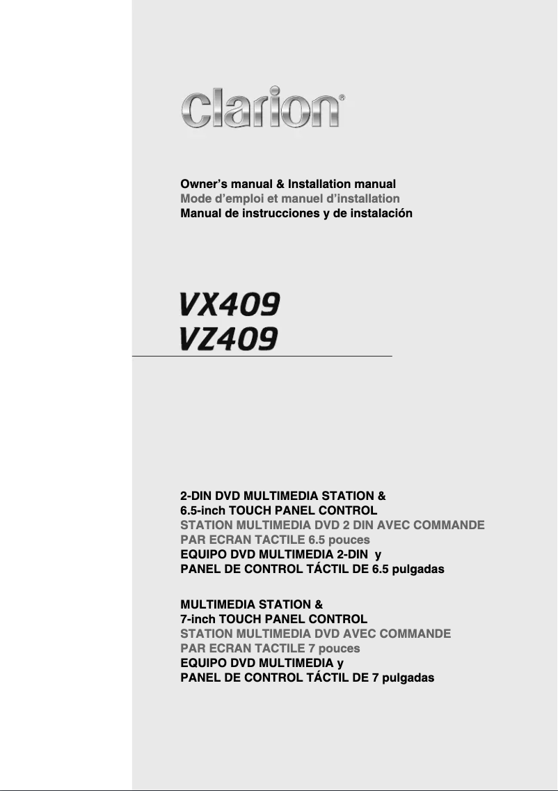 Página 1 del manual Manual de usuario Clarion VX409