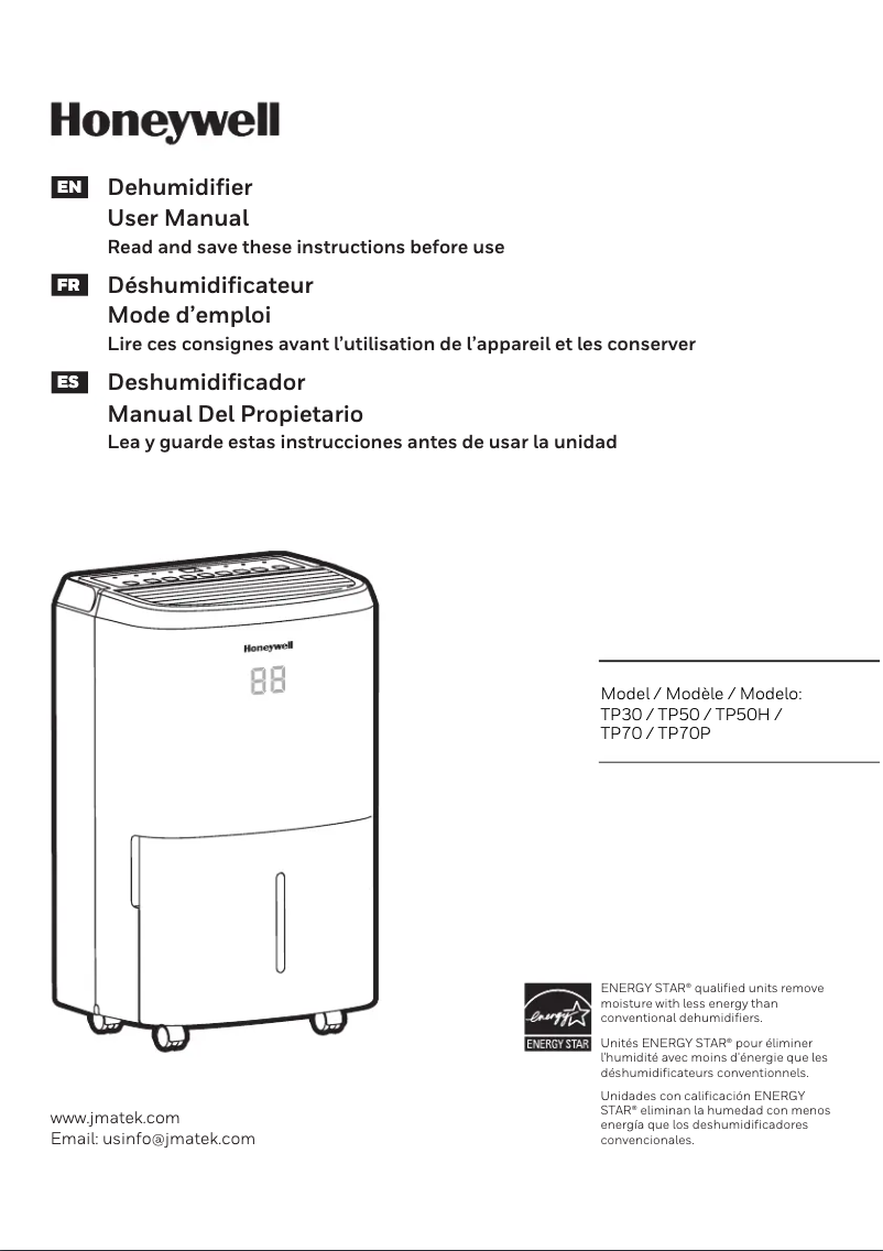 Page n°1 - Manuel utilisateur Honeywell TP70WK