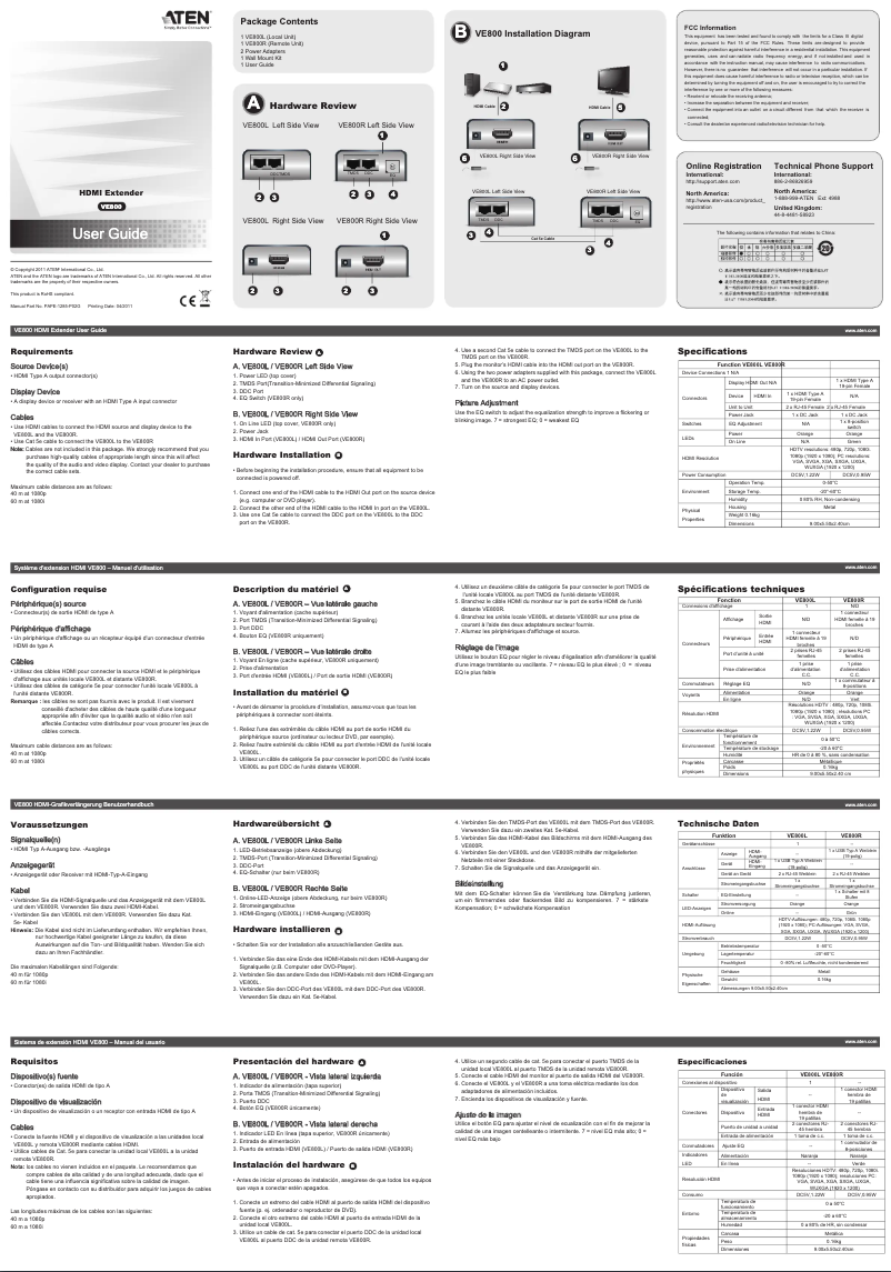 Page 1 de la notice Manuel utilisateur ATen VE800R