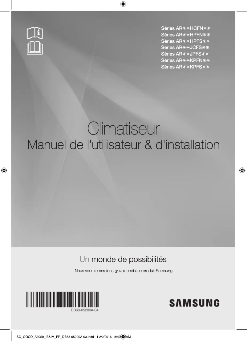 Image de la première page du manuel de l'appareil AR12HPFSDURNSG